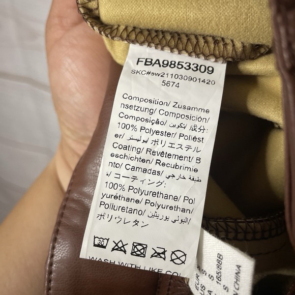 MAKEMECHIC NWT Brown Faux Leather High Waist Wide Leg Pants Sz SM- 387 - Picture 7 of 9